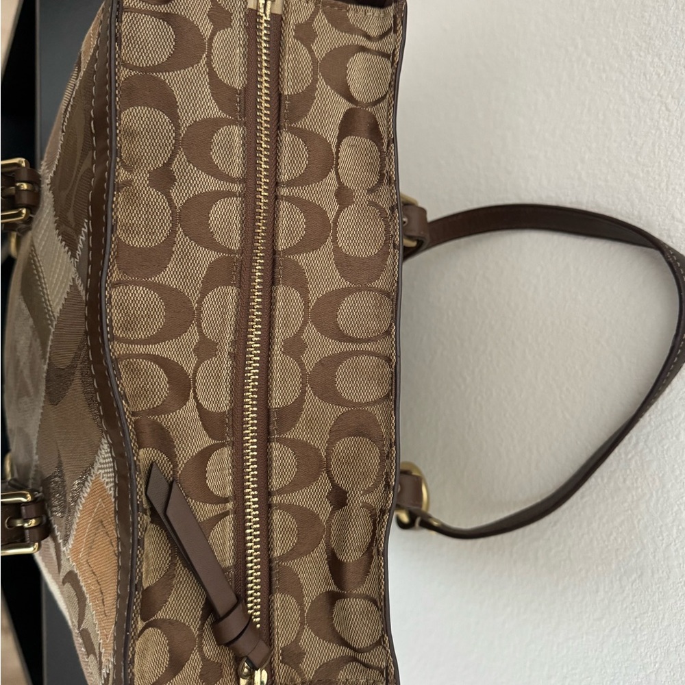 Coach Brown Patchwork Tote with Matching Wallet -… - image 2